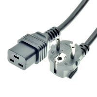 1m Noir 16A 250V EU 3Pin CEE 7/7 à Angle C19 Femelle Cordon d'Alimentation Câble H05VV-F 3G * 1.5mm2