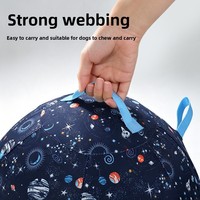 Ballon de jeu pour chien en tissu à motif spatial, faible MOQ, balle interactive à tirer avec bandes antidérapantes, jouet d'extérieur pour chien pour libérer l'énergie, OEM