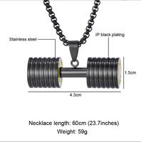 Collier pendentif haltère en acier inoxydable, bijoux de musculation, bijoux de barre de musculation pour les amateurs de sport