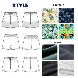 Shorts de banho para homens de praia de verão com cordão de cintura elástica de algodão personalizado