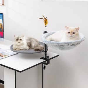 Verwarmd Kattenraambed Voor Bureauhangmat Voor Werkruimte Voor Thuiskantoor Met Verstelbare Houder En 360 ° Rotatie Arm Omhoog Rond Huisdierenbed - Product Image 1