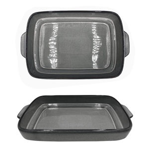 Four en céramique rectangulaire à glaçure active bleue avec poignée, plat de cuisson, ustensiles de cuisson, ustensiles de cuisine - Product Image 1