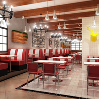 Meubles de restaurant de style américain sur mesure, tables et chaises en métal pour restaurants de hamburgers, cafés, fast-foods, banquettes, tables à manger