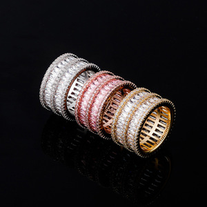 Bague pour homme style Hip Hop, micro-pavée, double rangée de diamants CZ incrustés, bijou bling-bling style punk et rappeur pour homme - Product Image 1