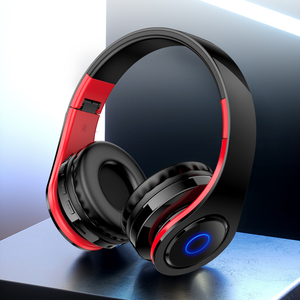 KSC-728 Red And Black <b>Bluetooth</b> Over Ear Headphones With Sd <b>Card</b> Slot - Product Image 4