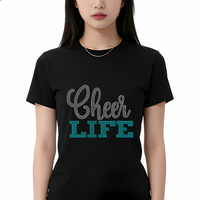 Transfert thermocollant de strass Bling Hot Fix Cheer Design pour T-shirt