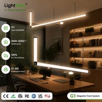 Éclairage linéaire LED de bureau Lightwoo, contrôle intelligent, système de rail magnétique 48V 20mm/5mm, éclairage haut et bas, boutique, showroom