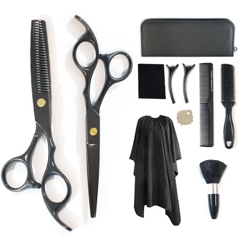 Kit de peignes à cheveux pour coiffeur professionnel, rasoir, coupe de cheveux, ciseaux amincissants, 11 pièces