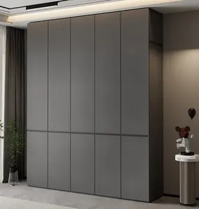 高级灰白色光泽超大4门卧室家具定制尺寸彩色设计步入式衣柜橱柜