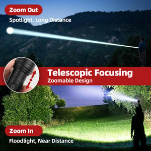 Lampe de poche LED SD326, batterie rechargeable 18650, charge de type C, lumière blanche haute puissance, mini zoom portable - Product Image 3