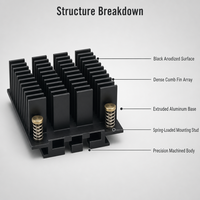 Dissipateur thermique en aluminium noir anodisé sur mesure pour module de puissance IGBT, station de recharge de véhicules électriques, serveur GPU, refroidissement industriel
