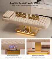 Table de massage électrique de luxe réglable avec base LED et commande au pied pour salon professionnel, spa, soins du visage et extensions de cils