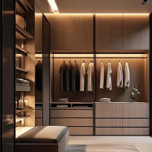 Armario vestidor completo para toda la casa, muebles de estilo Japandi, hecho a medida, color crema, almacenamiento personalizado, armario empotrado. - Product Image 4