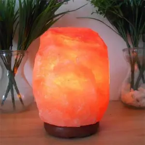 Natuurlijke Roze Kristal Rock Himalayan Zout Lamp Rose Led Zoutlamp 1-2Kg Met Houten Basis Decoratie Usb Aangedreven