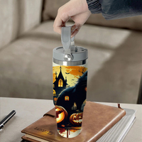 Gobelet isotherme en acier inoxydable 30oz avec paille, motif Chat d'Halloween, pour dropshipping depuis entrepôt USA, articles promotionnels