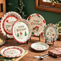 Assiettes en papier jetables colorées personnalisées de 7 pouces pour fêtes d'enfants, peinture, anniversaires, fournitures de plateau – Vente en gros