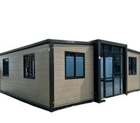 Maison conteneur préfabriquée extensible à double aile de 40 pieds, coupe-vent, facile à construire, 3 chambres, écologique, résistante au feu, garantie 2 ans