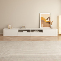 Meuble TV moderne et simple pour la maison, meuble TV pour salon avec peu d'espace, meuble de rangement au sol en bois massif blanc
