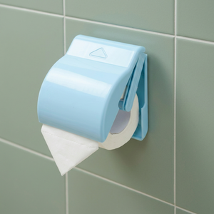 Porte-papier toilette mural moderne en plastique avec couvercle de protection, bleu clair, pour la maison, l'hôtel, la salle de bain - Product Image 3