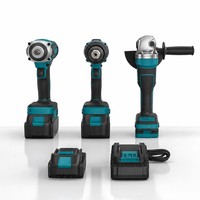 Kit combiné d'outils électriques sans fil sans balais 3 en 1 : perceuse, visseuse à chocs, meuleuse d'angle avec batterie et chargeur rapide pour le bricolage et la construction