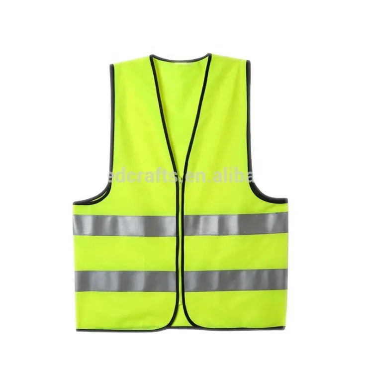 Reflective Safety Vest, Bright Neon Color with 2 Inch Reflective Strips - Orange Trim - Zipper Front, Large