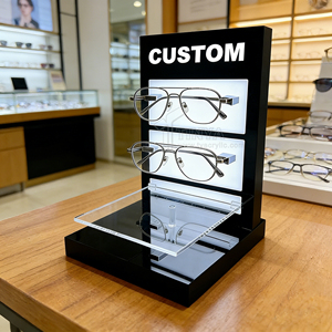 Expositor de Gafas de Sol y Lentes de Acrílico con LED, Negro Transparente, de Media Montura, para Mostrador o Mesa, para Venta en Tiendas - Product Image 1