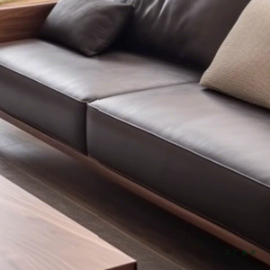 Canapé en bois massif Noyer noir d'Amérique du Nord Moderne Simple Cuir pour Villa Hôtel pour <span class=keywords><strong>Petit</strong></span> Appartement Canapé - Product Image 2
