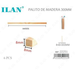 Ilan Set di 6 Perni in Legno 8x8x300mm per Progetti Artigianali e Fai-da-Te - Product Image 1