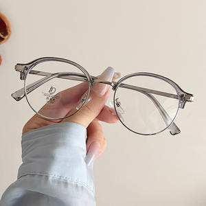 Nouvelle monture de lunettes demi-cerclée TR90 ronde, anti-UV et anti-lumière bleue, unisexe, taille moyenne, verres AC, pont nasal standard - Product Image 3