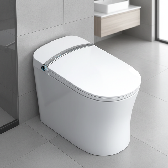New Water-Saving Toilet-Heated Seat Remote Control Elongated P-trap Rear Washing Radar Sensor Auto Flush Dual-Flush Night Smart
