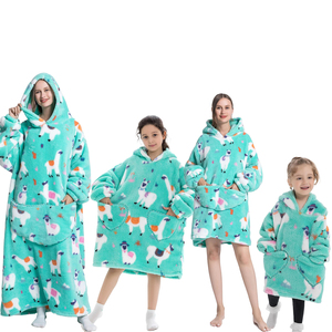 Warm Thick <strong>Oversized</strong> Wearable <strong>Blanket</strong> <strong>Hoodie</strong> for Winter Giant Polyester <strong>Blanket</strong> with Sleeves Cartoon Animal Print - Product Image 1