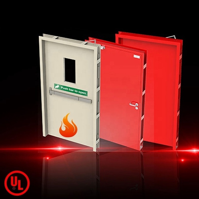 For Listed Steel-Wood Fire-proof Emergency Door 1-2 Hour Fire Rated for Hotels Hospitals Supermarkets Warehouses-Modern Design