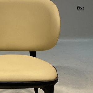 Customizable Cream Yellow Upholstered Dining <b>Chair</b> Black Wood Frame Wholesale for Home Commercial Use - Product Image 4
