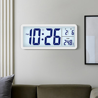 Reloj de Pared Digital Nórdico con Pantalla Grande, Temperatura, Humedad, LCD Luminoso, Fecha de 24 Horas, Termómetro Decorativo de Plástico
