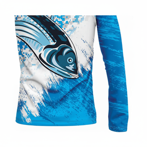 Polo de pesca de manga larga UPF 50 transpirable de secado rápido antibacteriano 100% algodón para hombre, transferencia de calor personalizada de talla grande - Product Image 1