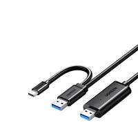 Cable de Datos UGreen de Aluminio, Cable de Datos USB 3.0 de Doble Extremo con Interfaz USB-A para Intercambio de Datos de Computadora