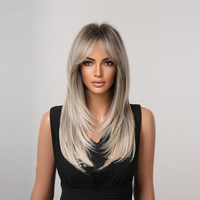 Perruque synthétique longue de 60 cm, style droit et dégradé, multicolores, pour Halloween, résistante à la chaleur, pour femmes, vente en gros