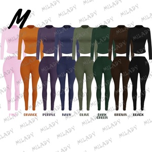 Completo Sportivo Due Pezzi: Top Aderente Manica Corta/Lunga e Leggings a Vita Alta, Abbigliamento per Yoga e Fitness da Donna - Product Image 5