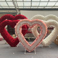Arche de scène de mariage populaire et élégante, arrangement de fleurs artificielles en hydrangea, support de fond en forme de cœur