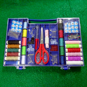 AA0278 <b>Sewing</b> Kit With <b>Scissors</b> Thread Needles Pins Buttons Portable Plastic Case For Machine <b>Sewing</b> Simple Style - Product Image 1