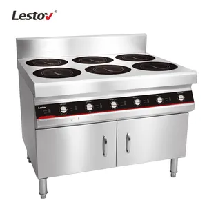 Lestov 6 Burners Freestanding Industrial Induction Cooktop For Stir-fry Stew Boiling Food 5000W