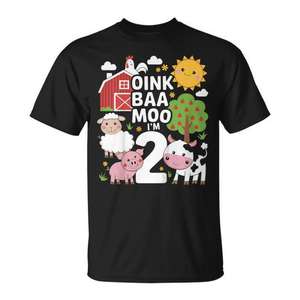 Oink Baa Moo I'm Two Birthday - Camiseta con tema de granja para el segundo cumpleaños - Product Image 1