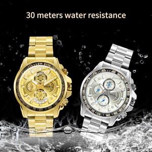 Envío Directo HALEI Nuevo Reloj de Cuarzo Dorado Original para Hombre, Esfera Analógica, Caja Redonda de 45 mm, Correa de Acero Inoxidable, Movimiento Japonés - Product Image 4
