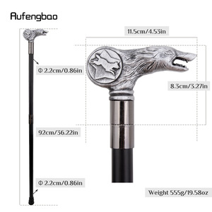 Bâton de marche Rufengbao Silver Wolf en acier au carbone, 3 sections, canne de luxe tendance pour la randonnée en plein air - Product Image 3