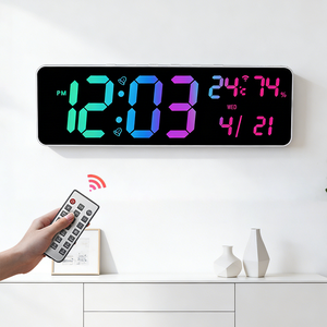 Reloj de Pared LED Digital de 14 Pulgadas con Control Remoto, Fabricante de Relojes de Pared LED RGB con Cambio de Color, Alarma, Calendario, Hora Automática, Temperatura y Humedad - Product Image 1