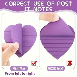 8 Colors Fluorescent Heart-Shaped Self-Adhesive <b>Memo</b> <b>Pads</b> 76*76mm Size School Supplies Stationery Line Design Back-to-School - Product Image 2
