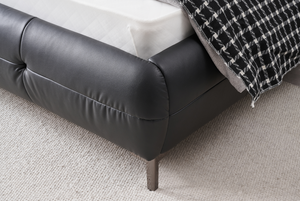 Light Luxury Adjustable Button Tufted Leather <b>Bed</b> <b>Frame</b> Soft Padded Upholstered for Modern Villa & Apartment Bedroom - Product Image 2