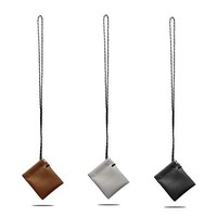 Tas Dompet Earphone Leher dengan Tali, Tas Penyimpanan Mini, Kantong Kulit Penutup Otomatis, Organizer Kabel