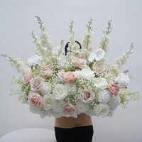 DKB Wholesale - Décoration de couloirs de fleurs roses et blanches de 80 cm, arrangement de fleurs en soie au toucher réel pour mariage, anniversaire, fête