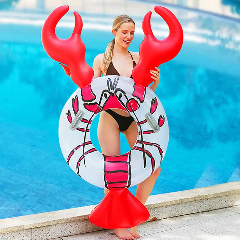 Hot Sale Fashion Design Swimming Pool Lobster Design PVC Inflatable Swim Ring Tube Pool Float Water Toy For Adult